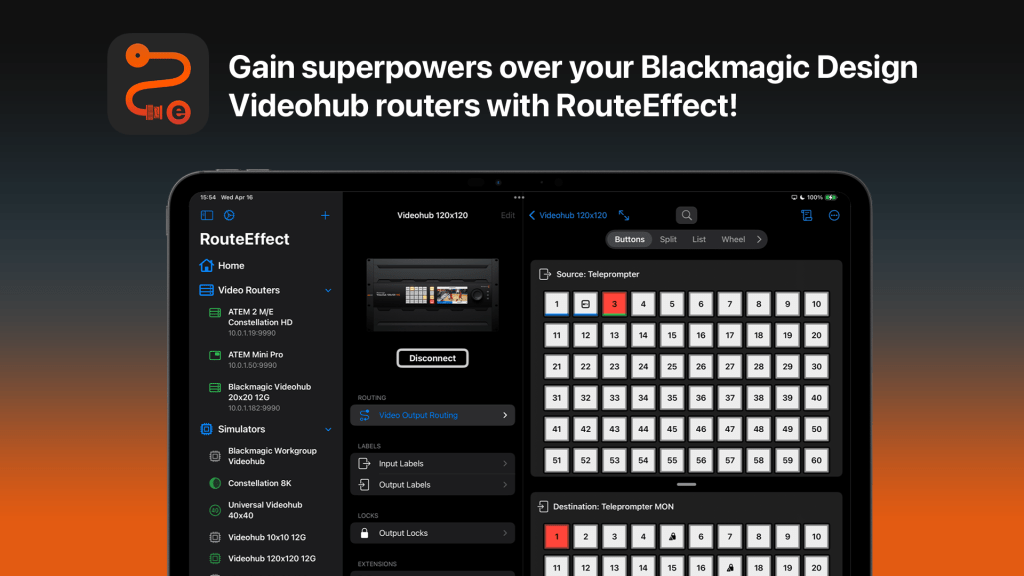 RouteEffect gives you superpowers over Blackmagic Videohub&nbsp;routers